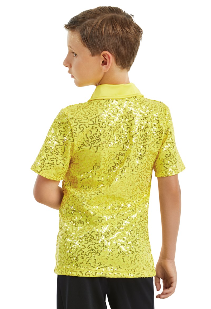 Hire Male Sequin Dance Shirt Yellow from Costume Source Male