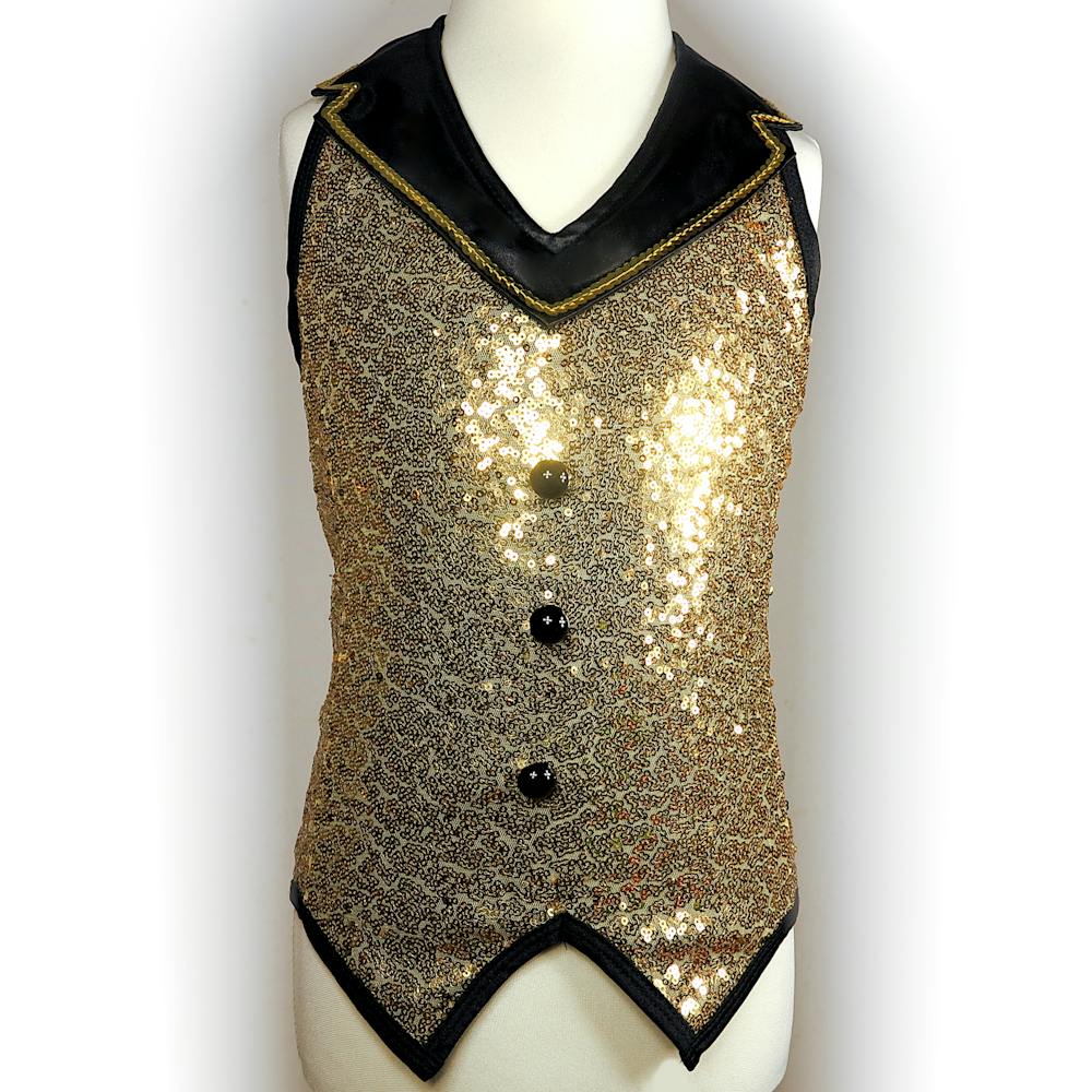 Gold Sparkle Waistcoat Modern and Tap costume for hire Costume Source