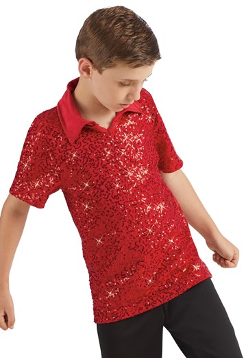 red sequin shirt